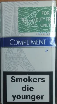 20 ШТ (белая сигарета). Сигареты "Compliment" Demi Slims. Blue (Duty Free) (Комплимент синий). Цена за блок 10 пачек) 0
