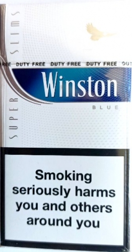 Сигареты "Winston blue" Super Slims. Duty free (Винстон синий / слимс) (Целофан). Цена за блок (10 пачек)